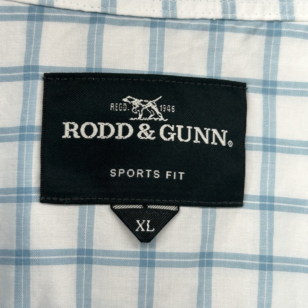 Rodd & Gunn Sports Fit Long Sleeve Shirt Men Size XL White Blue Plaid - Picture 4 of 8